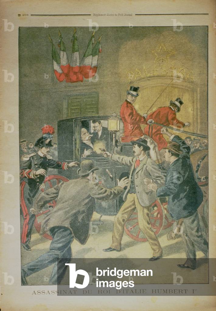 Bild von Gravur "Die Ermordung des Königs von Italien", 1900 von French School