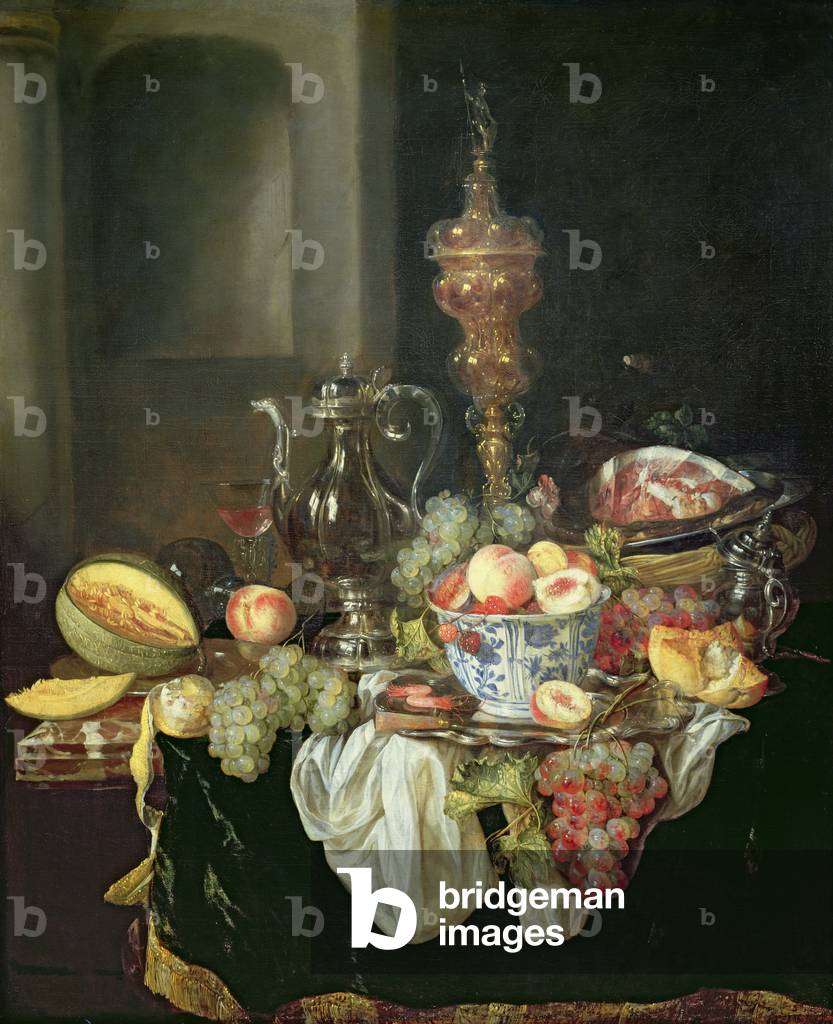Image of Painting depicting Still Life: Banquey Piece (oil on panel), 17th century by Abraham Hendricksz van B