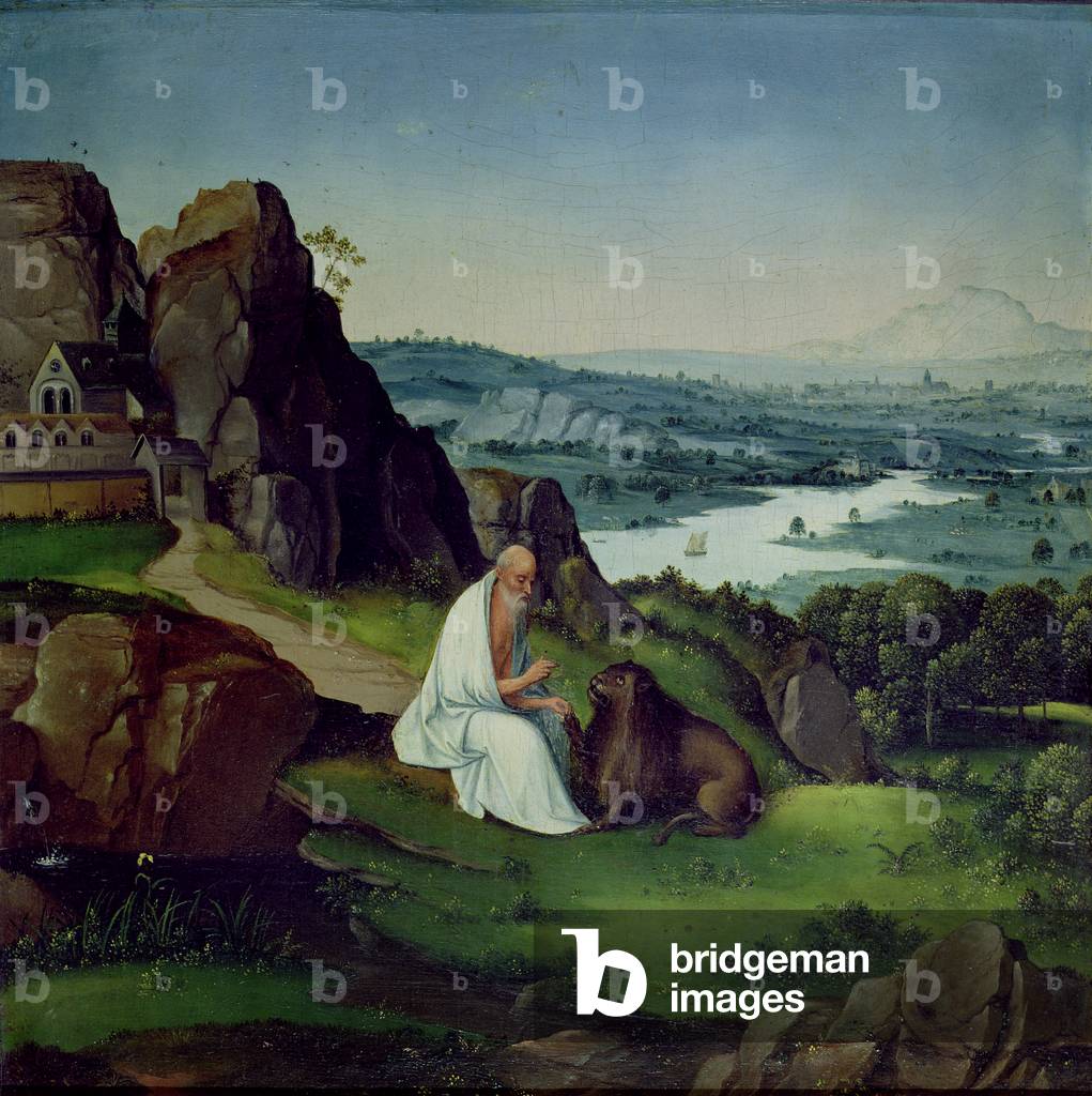 Bild von Gemälde "Der Heilige Hieronymus in einer Landschaft (Öl auf Holz)", 16. Jahrhundert von Joachim Paten