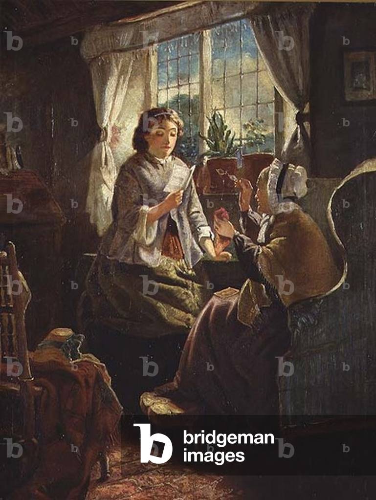 Image of Painting depicting Good News (oil on canvas), 19th century by Hugh Collins