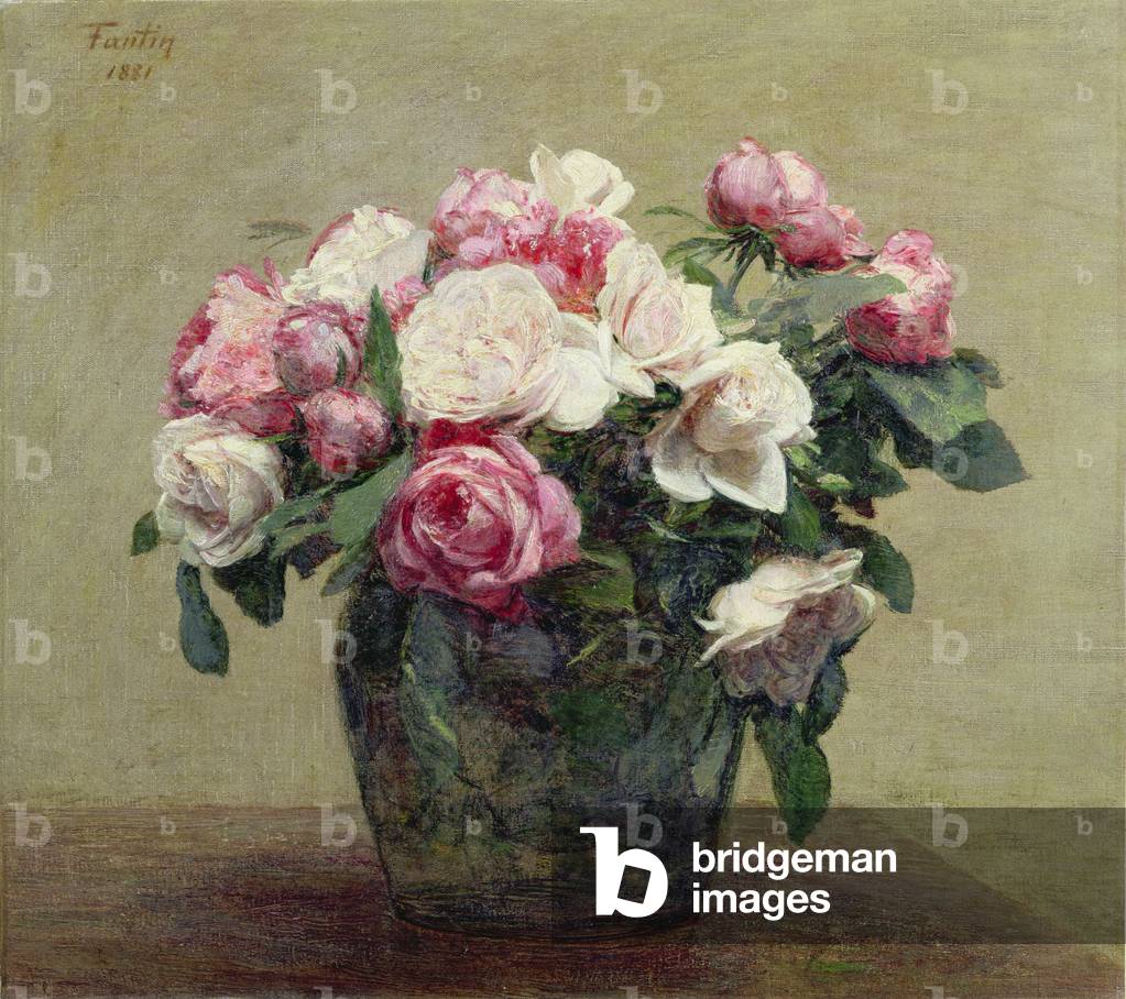 Bild von Gemälde "Rosen" von Ignace Henri Jean Fantin-Latour