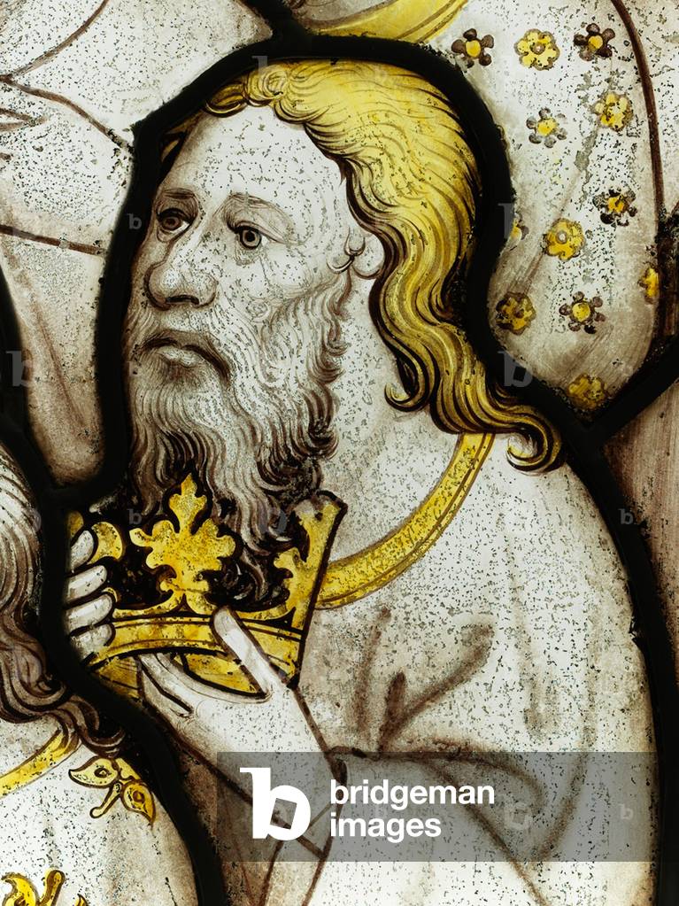 Conserved section from the Great East Window at York Minster: ‘The Elders Worship God’ (stained glass)