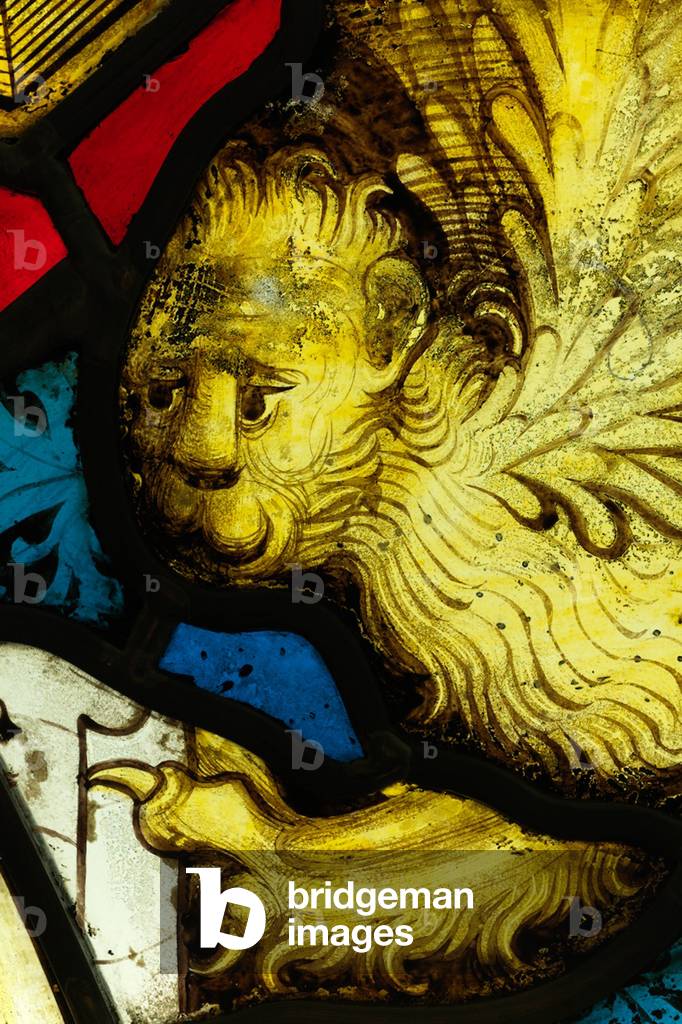 Conserved section from the Great East Window at York Minster: ‘The Opening of the First Seal’ (stained glass)