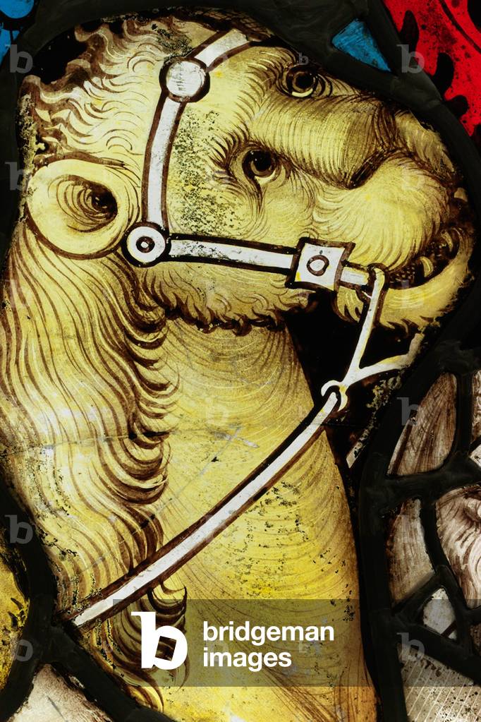 Conserved section from the Great East Window at York Minster: ‘The Army of Horsemen’ (stained glass)