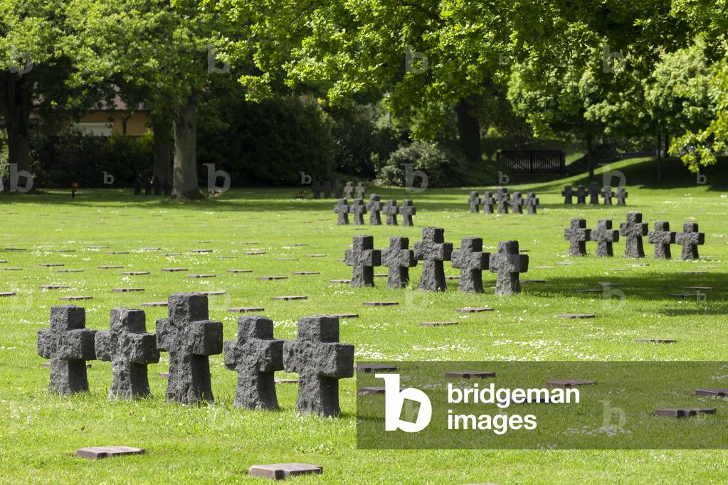 View of the German cemetery of La Cambe, Military cemetery of the Second World War, 21,222 German soldiers were buried between June and August 1944 during the Battle of Normandy. Photography, KIM Youngtae, La Cambe, Calvados, Normandy, France.