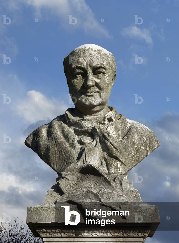 Bust of Sainte Beuve, Charles Augustin (1804-1869), literary critic, French writer, sculpture by Denys Puech (1854-1942), installed at the Jardin du Luxembourg in Paris. Photography, KIM Youngtae, Paris, France.