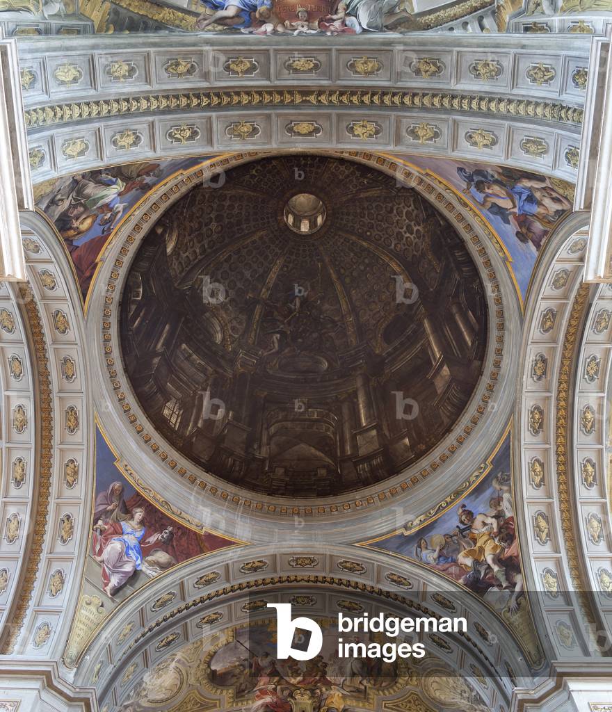 Trompe l'oeil dome on the central vault of the Church of St. Ignatius of Loyola (Chiesa di Sant Ignazio di Loyola) in Rome, fresco made by Andrea Pozzo (1642-1709), Italian religious architecture in Baroque style dating from the 17th century. Photography, KIM Youngtae, Rome, Lazio, Italy.