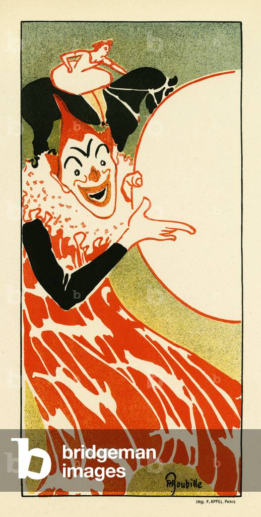 A circus scene showing a clown and an ecuyere, 1897 (litho)