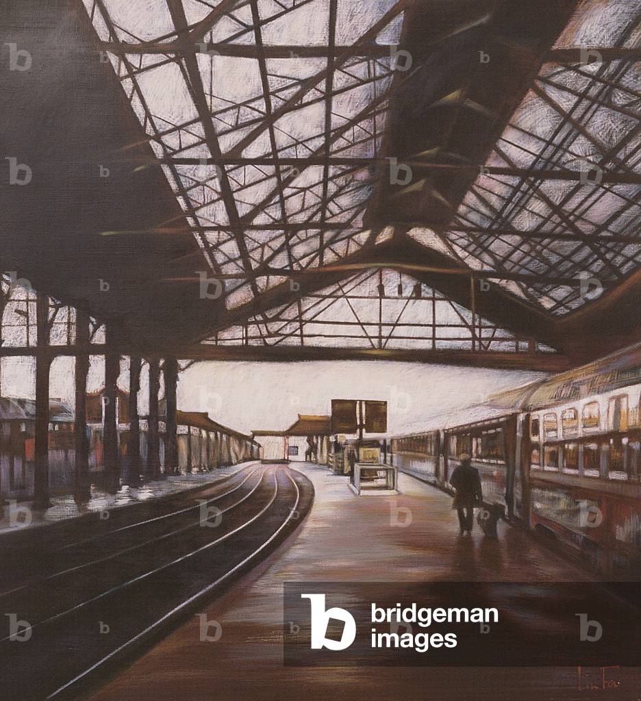Interior View of Gare St. Lazare (oil on canvas)