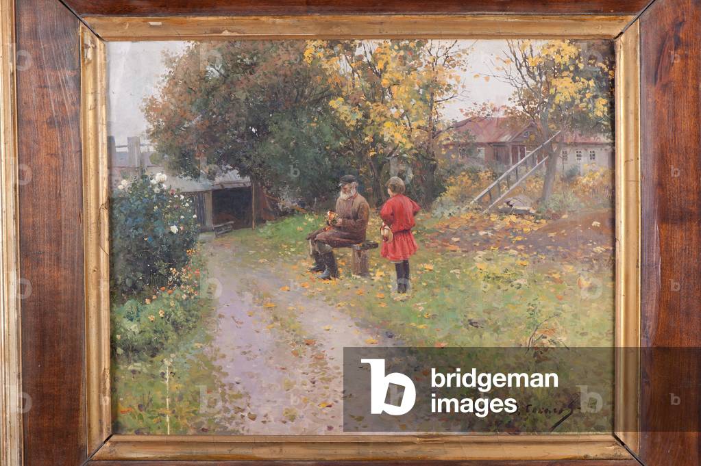 Autumn in the garden (oil on canvas)