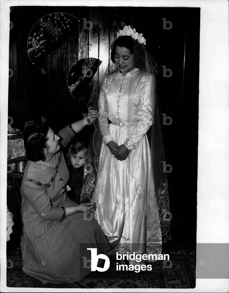 Dec. 03, 1953 - Girl from Hiroshima is a bride: A Japanese girl who was in Hiroshima when the atom bomb hit it is a bride in one of England's prettiest villages. June Agnes Itose was leaving the railway station in Hiroshima when the bomb fell on August 8, 1945. She spent several weeks in hospital recovering from atomic disease. On Saturday she will wear white to marry 28 year old Allan Kline in the Baptist Chapel at Blockley, near Moreton-in-the-Marsh, Gloucester. Allan and June with the British Commonwealth Forces headquarters at Kure