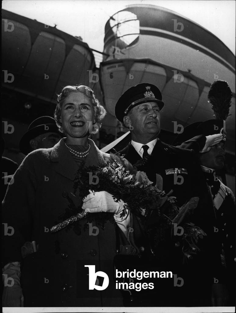 Apr. 22, 1953 - American Ambassador Clare Booth Luce with Husband in Naples