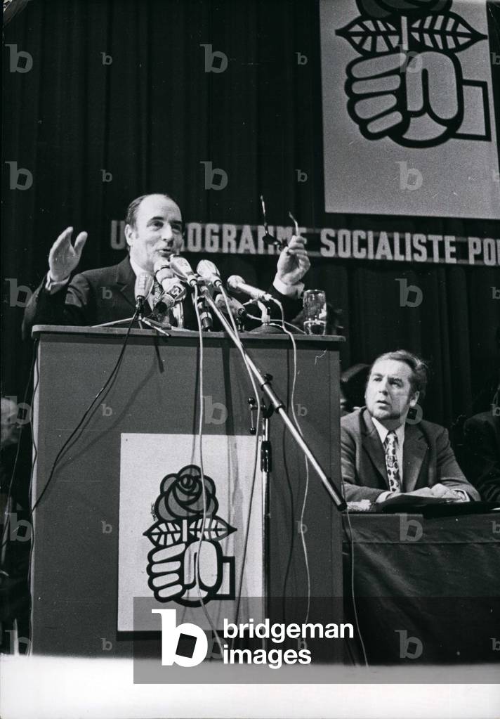Francois Mitterrand (1916-1996) at the Congress of the Socialist Party, March 13, 1972 - Tue. 13, 1972, French Socialist party, Francois Mitterrand
