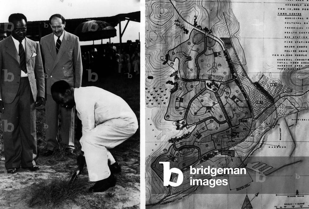 Apr. 04, 1954 - Africa starts a new town and port: The Gold Coast, African colony which is moving rapidly toward self-government with British cooperation, has begun the most ambitious construction project in its history the building of a completely new town of 80,000 people and a harbor. The town, to be called Tema, will be divided into seven self-contained communities, each with its own schools, market, churches and recreational facilities
