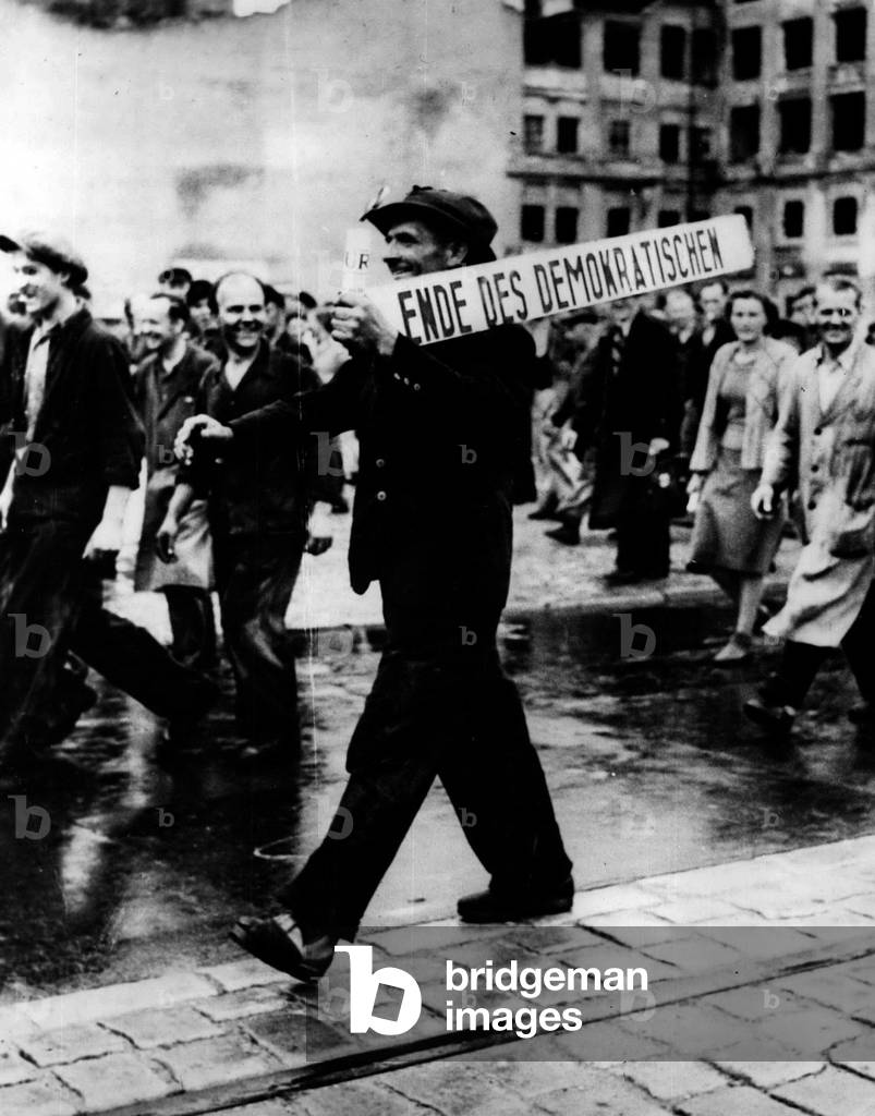 Jun 19, 1953 - Riots And Demonstrations In East Berlin.. Workers In The Streets. Keystone Photo Shows: - Workers seen in the streets during the Riots and Demonstrations by 100,000 workers in East Berlin.. The Soviet Authorities declared Martial Law - and brought tanks into the city.