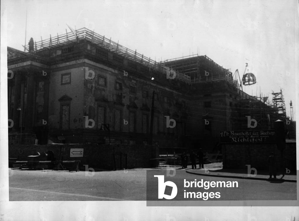 Apr. 04, 1953 - That's Their Civilization: The Festival held at the occasion of the completion of the Former state opera Unter den Lineden in Eastern Berlin was made a “demonstration of the country-will of the workers”. A large wreath was hoisted with minister for thr public education and worship Paul Wandel Present. And then 1600 workers marched to the now state opera in the former Admirals Palace where they had a festival.