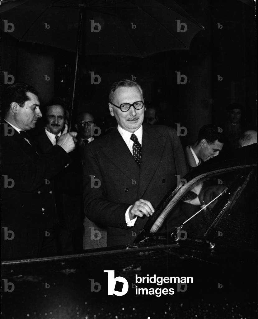 Portrait of politician Rene Pleven (1901-1993), 1956