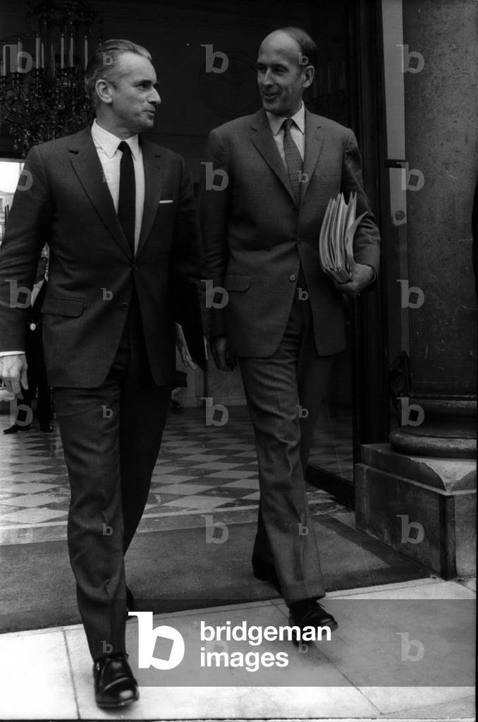 Sep. 09, 1969 - The Council of Ministers met at the Elysee Palace this morning to discuss revisions to the economic situation after the devaluation of the franc. Prime Minister Jacques Chaban-Delmas & Minister of Economy & Finance Valery Giscard D'Estaing
