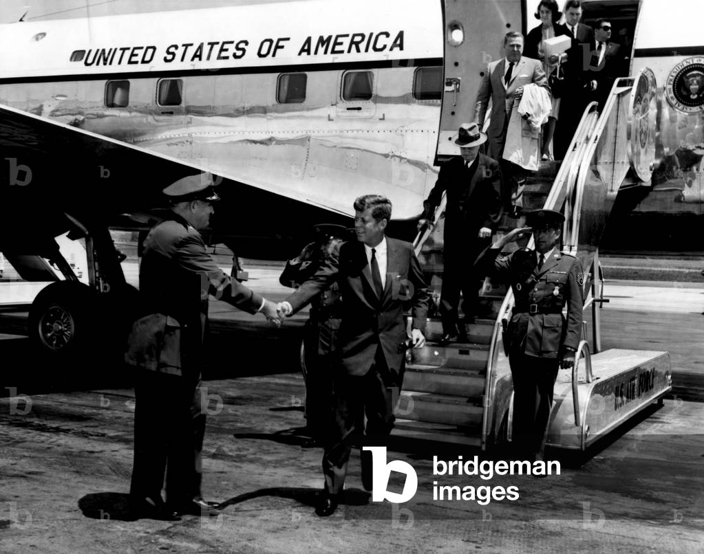 May 24, 1963; Washington, DC, USA; President John F. Kennedy (1917-1963) arrives at military air terminal