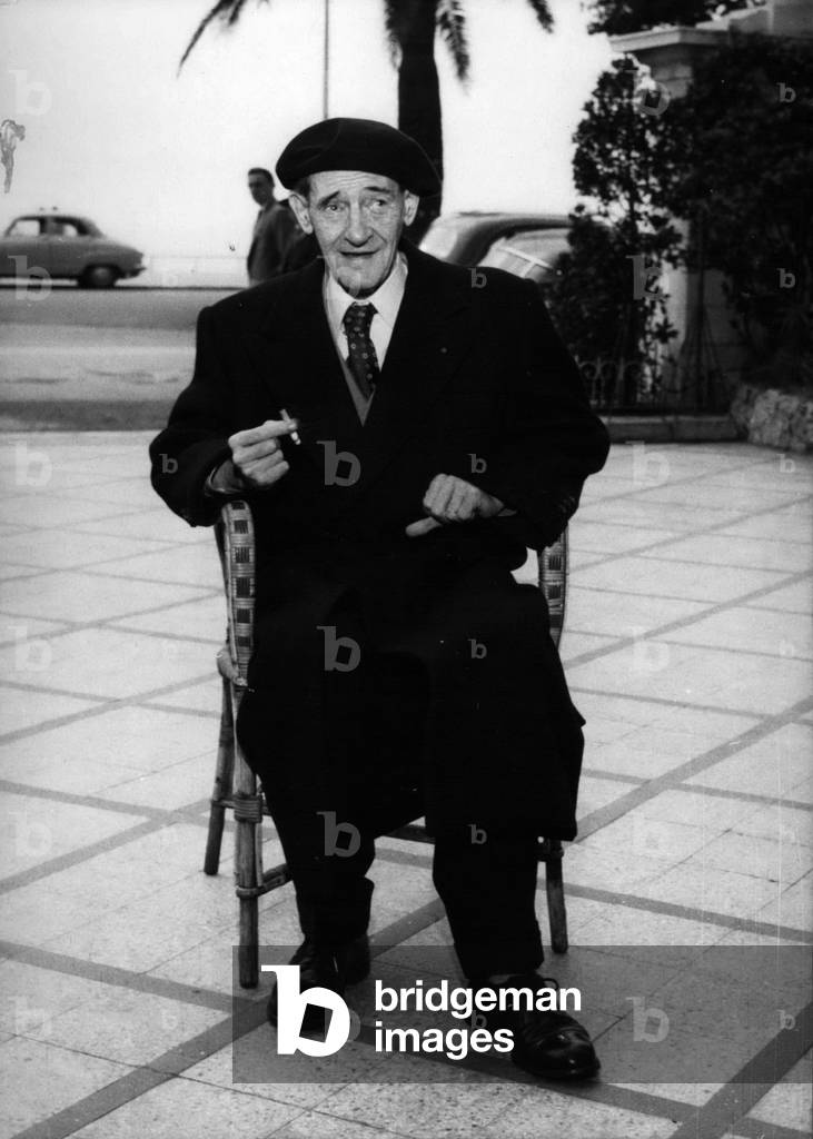 Portrait of Painting Maurice Utrillo (1883-1955) on the Promenade Des Anglais, Nice 04/04/1955