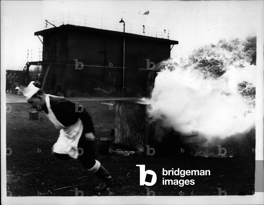 Apr. 04, 1953 - Chatham Gets Ready For Its” Navy Days”. The” Chef 'Gets Moving: Preparations are going a head at Chatham for the Navy Days to be held there next week to mark the fiftieth anniversary of the Royal Naval Barracks. Many interesting things are to be seen including demonstrations of how personnel fight burning aircraft - mock gun battles between a dummy cruiser and a destroyer - mock battles between boarding parties and pirates etc