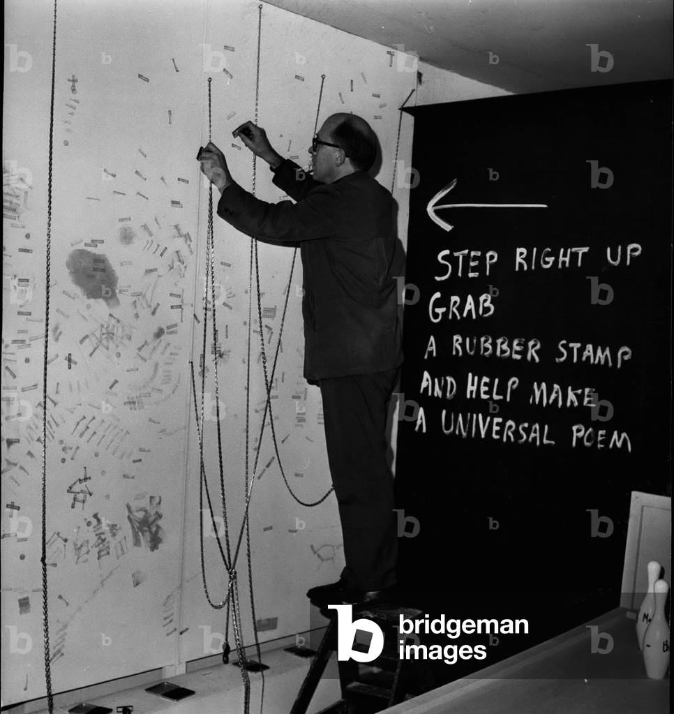 10/10/1962 The Festival of Misfits, the first exhibition in Britain of a crazy avant-garde art movement which has swept America, France and Germany, opened at Gallery One, Mayfair: portrait of the American poet Emmett Williams