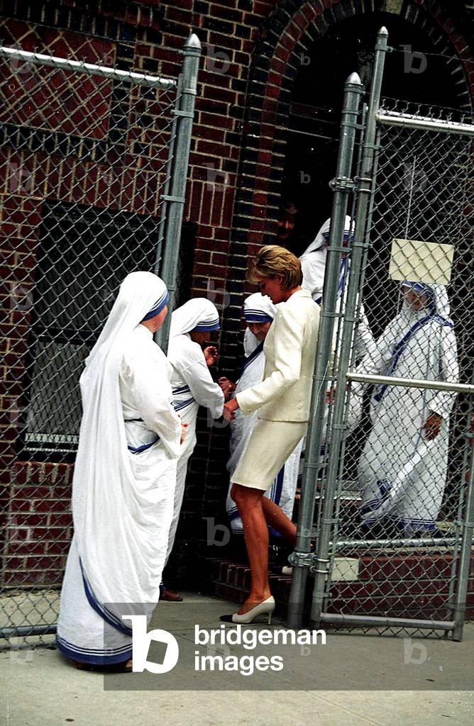 Portrait of Princess Lady Diana (Diane or di) with Mere Teresa in the Bronx district of New York, USA June 1997