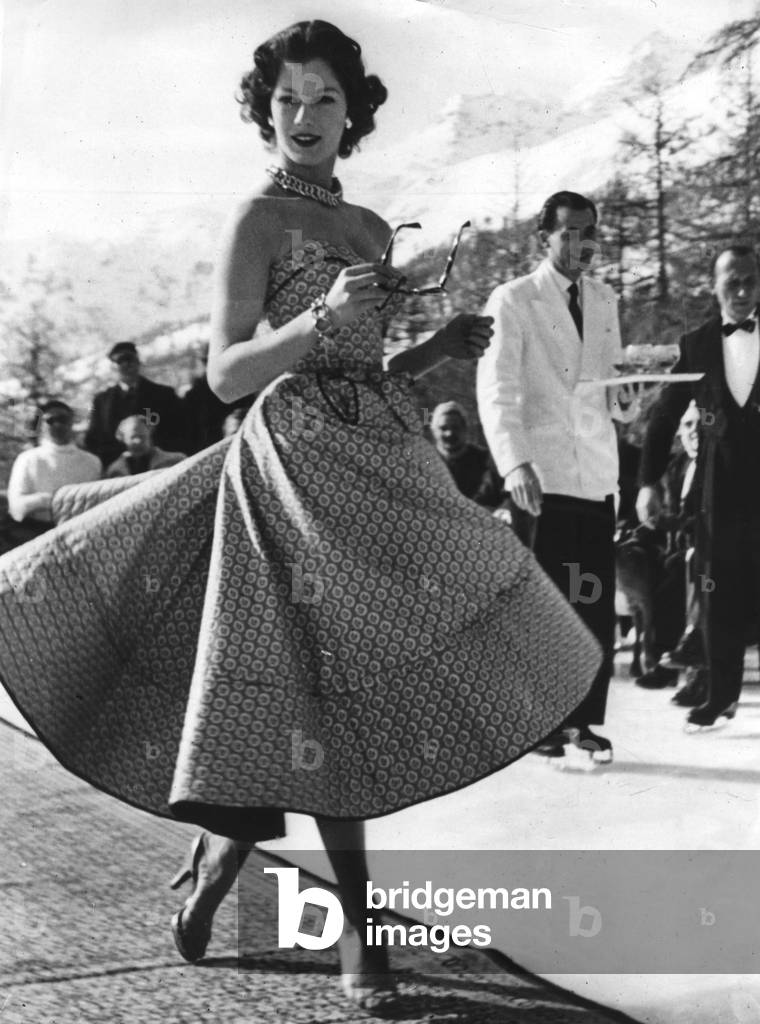 Fiona Campbell Walter in St Moritz, feb 16 1953 (b/w photo)