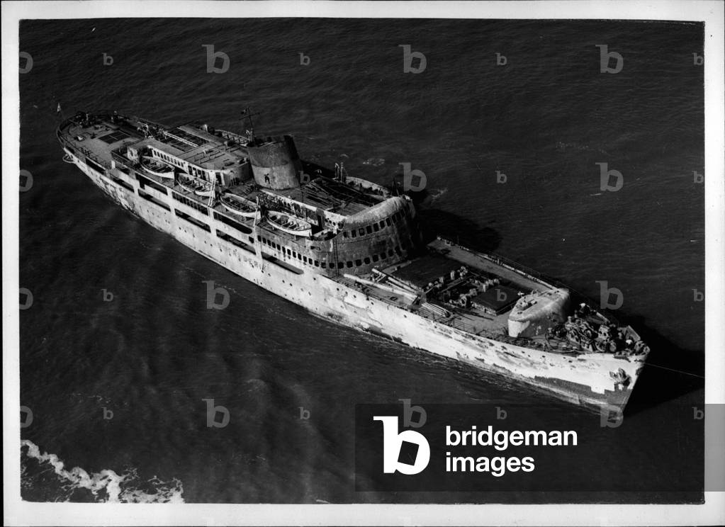 Sep. 09, 1953 -” Kronprinz Frederik” leaves for Denmark. Towedby Tugs: The salvaged Danish liner” Kronprinz Frederik” which caught fire and sank last April, left Harwich this morning - towed by tugs for Denmark