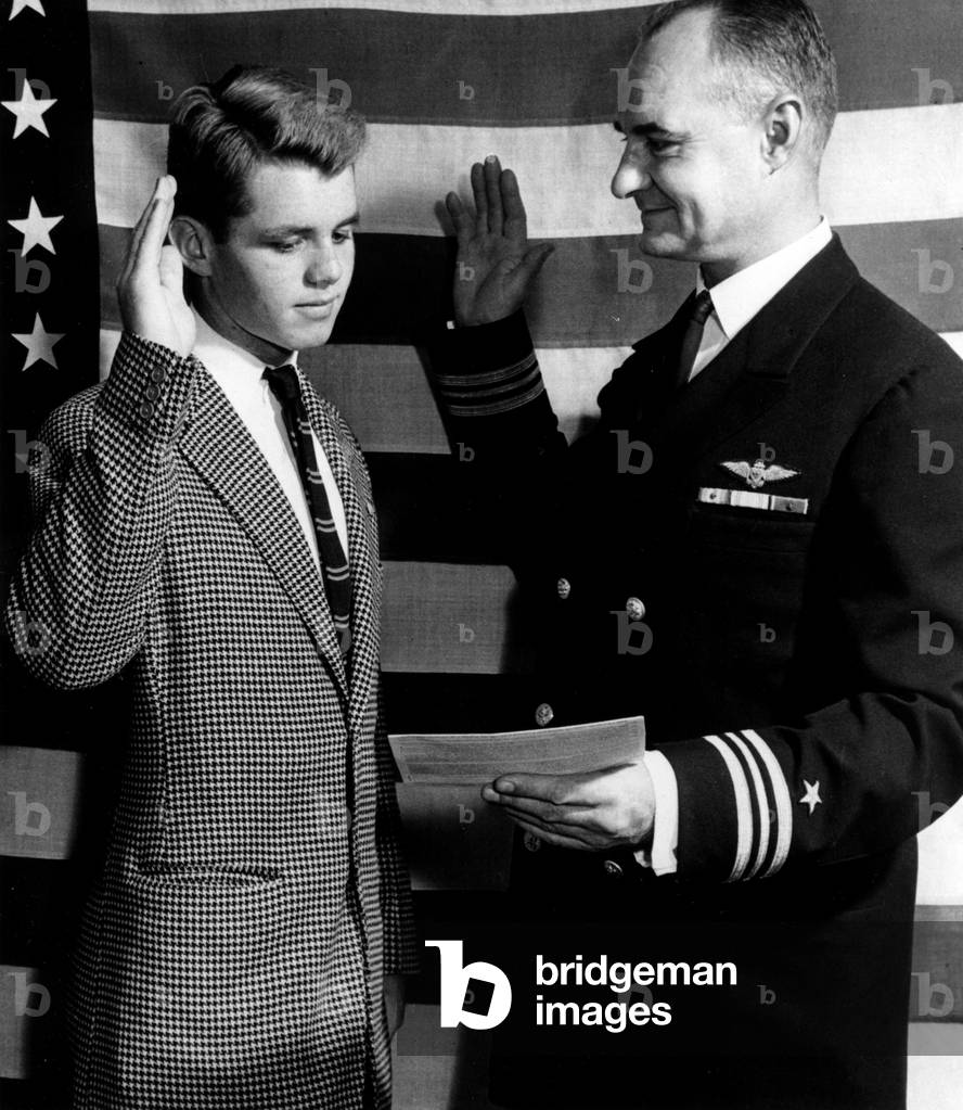 Washington, DC, USA; John F. Kennedy (1917-1963) taking a Navy oath