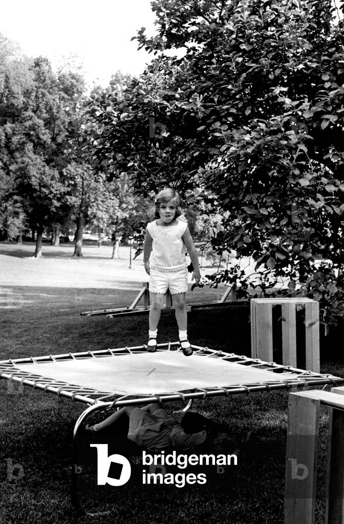 1961; Washington, DC, USA; CAROLINE KENNEDY on the trampoline