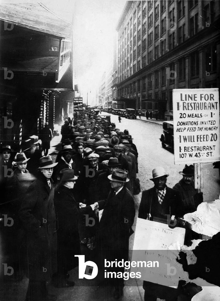 14/01/1937 New York, United States Economic crisis, population queuing to eat during the Great Depression