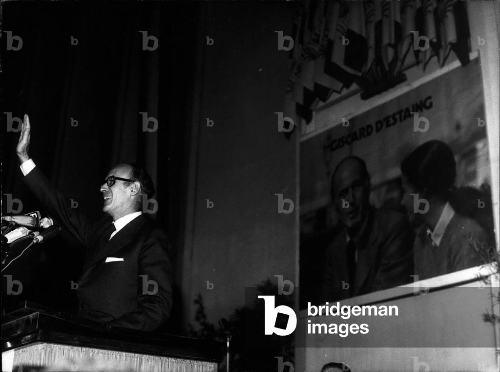 Apr. 28, 1974 - Giscard d'Estaing responds Crowd Cheers Campaign Speech Nice