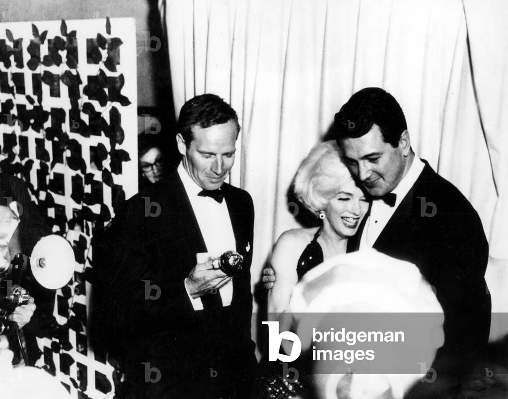 Charlton Heston, Marilyn Monroe and Rock Hudson at the Golden Globe Awards Ceremony, 1962
