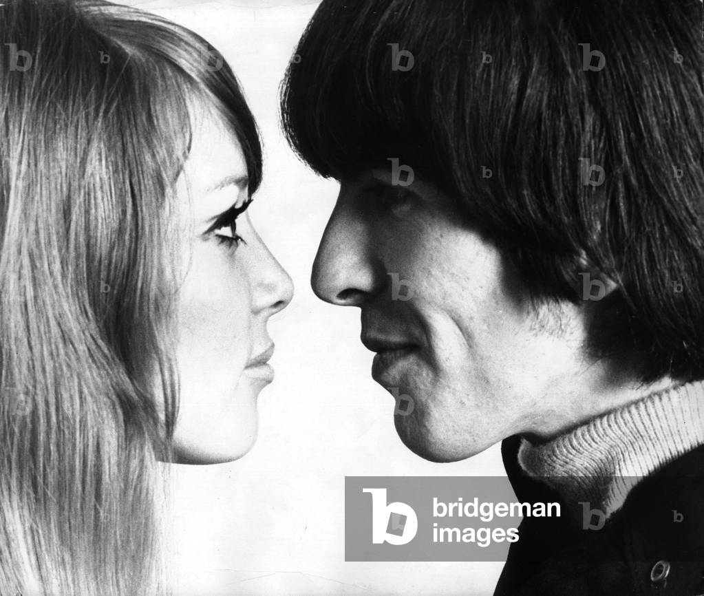Jan. 1, 1966 - London, England, U.K. - Guitarist of The Beatles, GEORGE HARRISON with his wife PATTIE BOYD.