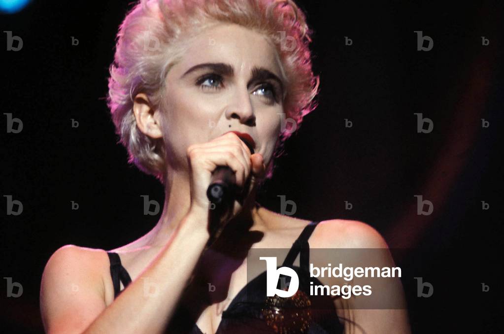 Portrait of singer Madonna on stage, 1987