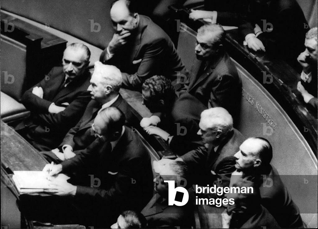 Apr. 02, 1964 - Pompidou, Joxe, Giscard D'Estaing Shown Seated Government Bench