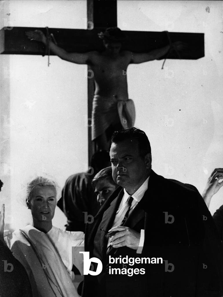 Actor and director Orson Welles (1915-1985) during the shooting of “La Ricotta” 1963
