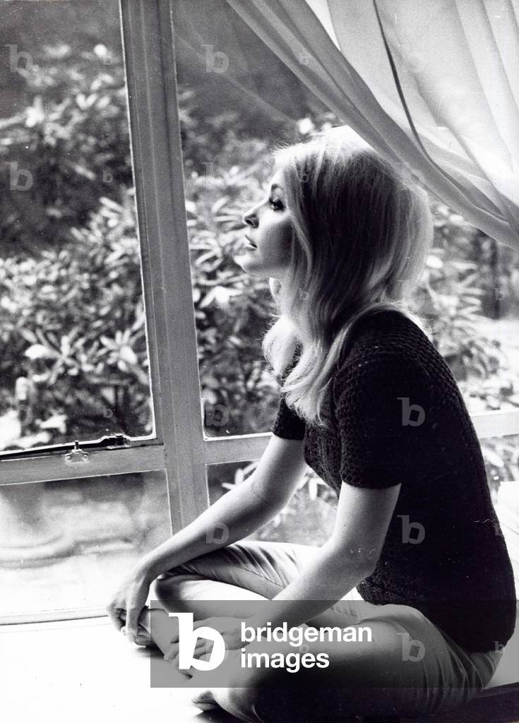 Portrait of American actress Sharon Tate 1968, b/w