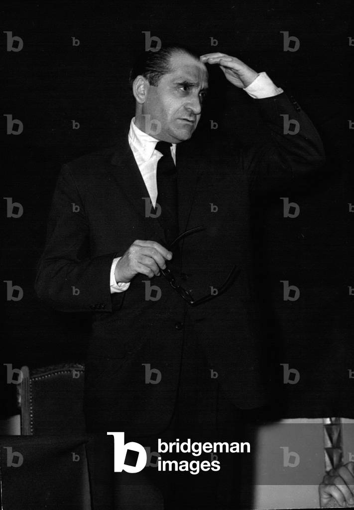 Sep 05, 1958 portrait of Pierre Mendes-France (Mendes France) during a press conference at Hotel Lutetia