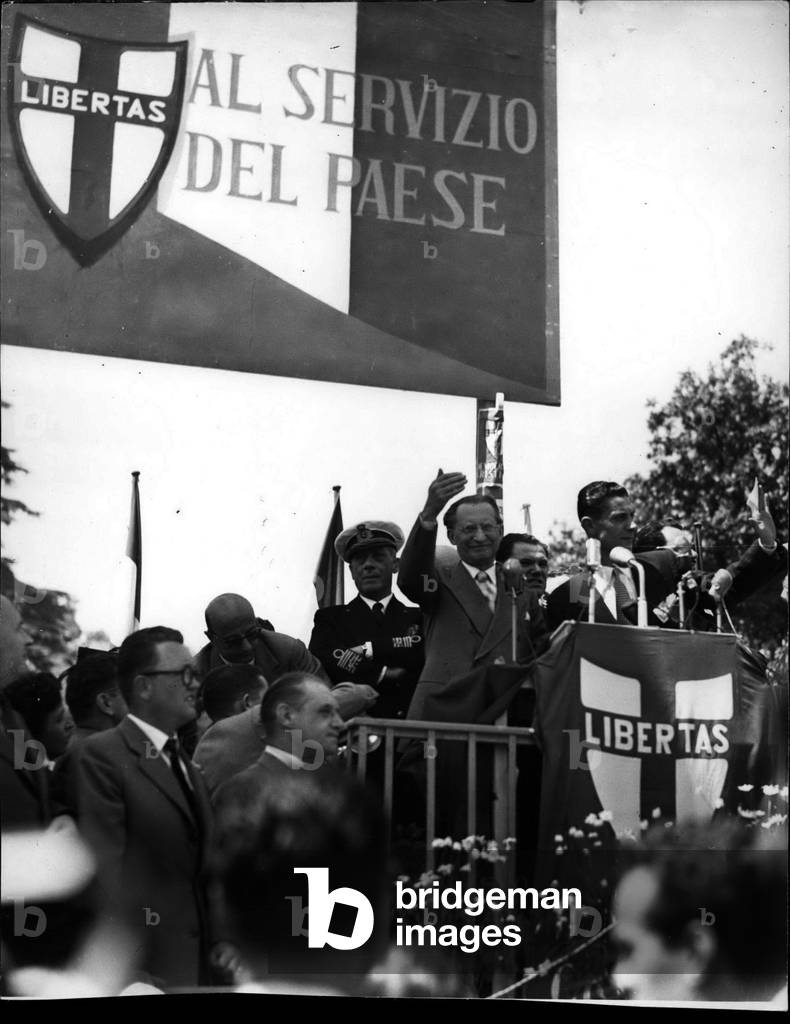 May 24, 1953 - By Gasperi Greets the Crowd Before Delivering His Speech