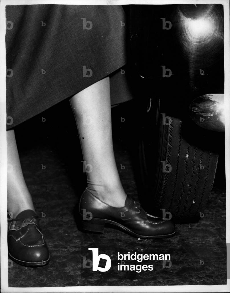 Tue 03, 1953 - Exhibition of safety clothing for factory workers shoes will withstand three tons dead weight, London